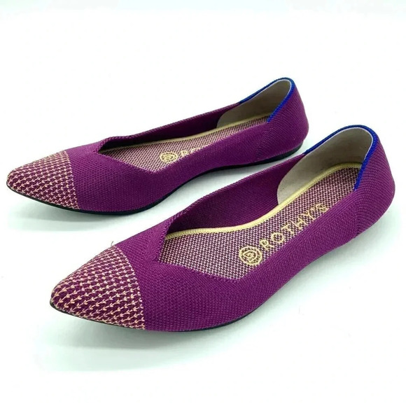 Rothy's The Point Mulberry Rare Retired Slip On Flat Magenta Violet Yellow, W6.5 - Picture 3 of 8
